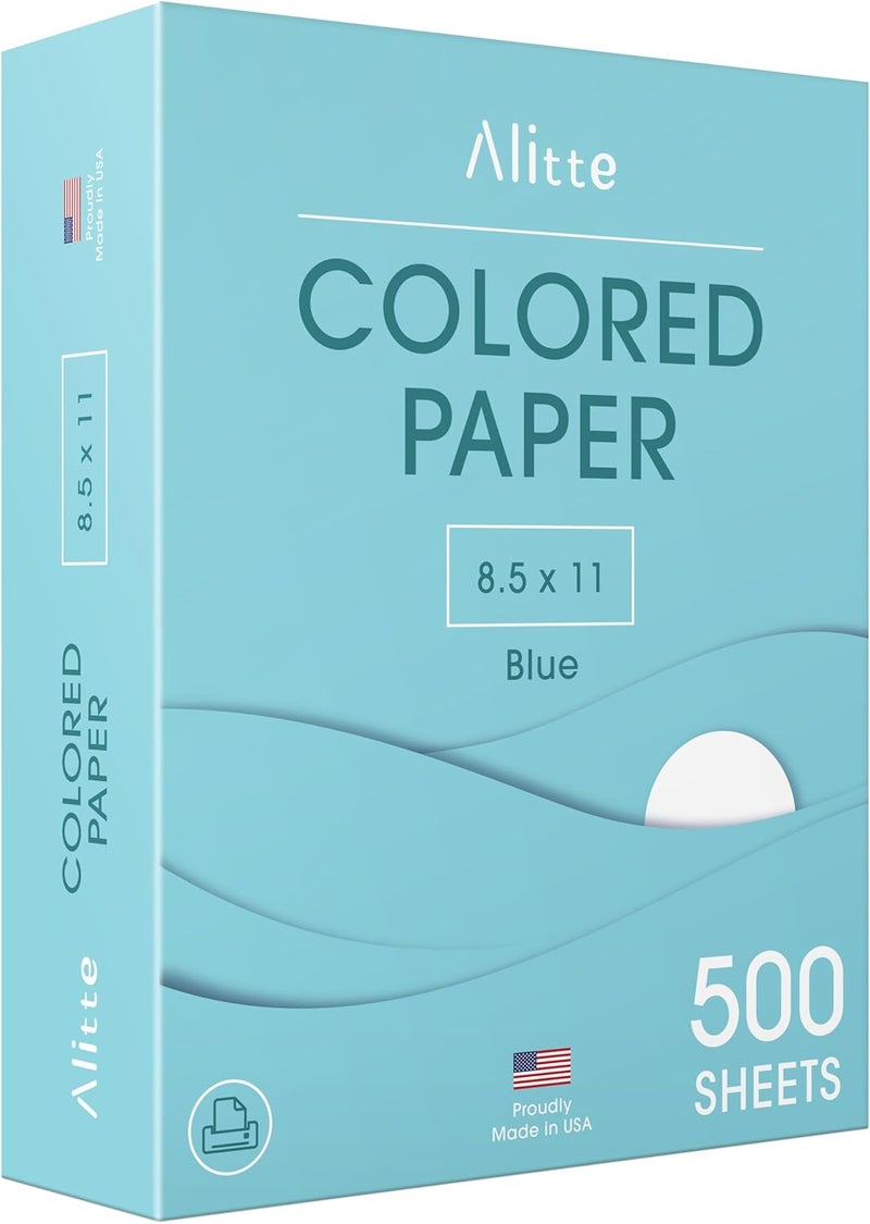 Alitte Colored Paper 500-Sheets - Blue Paper, 8.5 x 11 Colored Printer Paper, Arts & Crafts, DIY Projects - School & Office Supplies - Pastel Copy Paper, 1 Ream, Made in the USA - Image 1